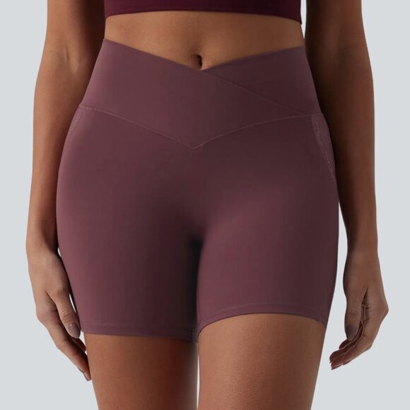 HALARA Pants - Halara SoftlyZero™ High Waisted Crossover Pocket Yoga Biker Shorts 5'' UPF50